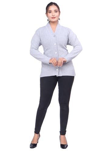 Image of Women Long Chain Design Woolen Winter WEAR Coat Cardigan (DKSELF)