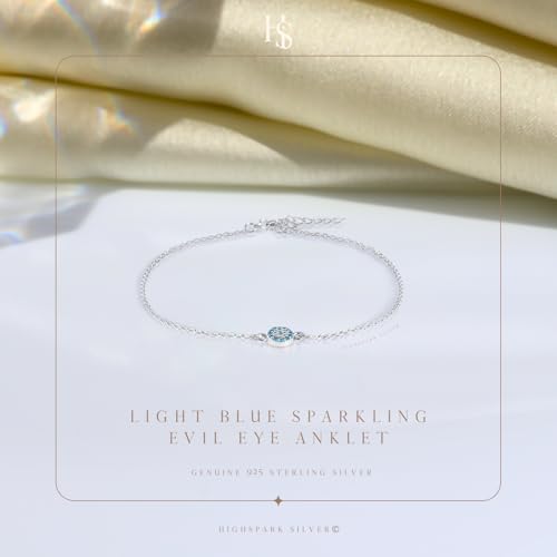 Image of HighSpark 925 Silver Anklet Payal | 92.5 Sterling Silver & Stunning Shine | Evil Eye Anklet & Minimal Elegant Anklets | Lovely Gift