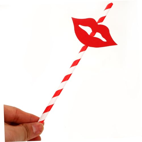 50 pitillos de papel para cóctel decorativos rojos miniatura 5