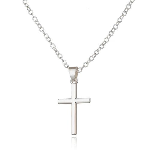 NOPKESV Collar con Cruz para Hombre, 1 pieza, Joyería de Cristianismo con Colgante de Cruz, Cadena de Acero Inoxidable, Estilo Vintage, Collar con Amuleto y Colgantes Cruz para Hombre (Plata)