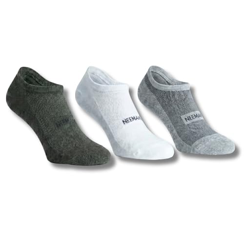 Image of Neeman's No Show Socks for Men & Women | Breathable Cotton Blend | Non-Slip Silicone Heel Grip | Reinforced Toe & Heel | Hidden Low-Cut Socks - Pack of 3