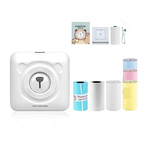 Image of Red Portable Thermal Photo Printer Wireless Mini Pocket Pictures Label Sticker Printing 58mm(304 White Add 6rolls)