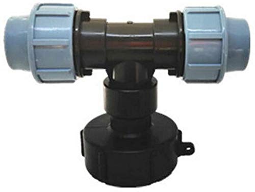 MACHSWON s60x6 Adapter IBC Tank Thread Connector for Mdpe Water Pipe Fittings Tee Outlet 25mm, Black and Blue, Tee 25mm
