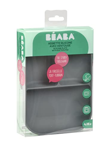 BÉAba, Piatto In Silicone Con Ventosa, Antiscivolo, Sano E Durevole, Lavabile In Lavastoviglie, Compatibile Con Microonde, Congelatore, Facile Manutenzione, Minerale - 5