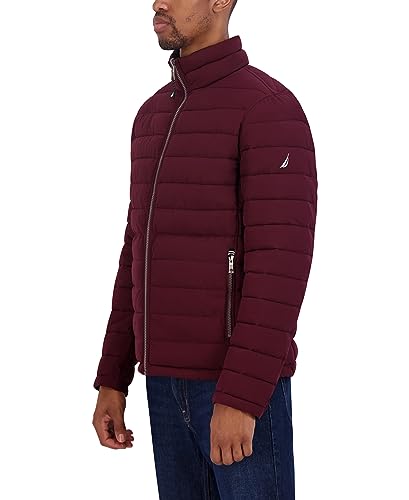 Image of Nautica Men's Reversible Quilted Puffer Jacket -Midweight Mechanical Stretch Winter Coat