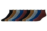 Amazon Essentials Herren Knöchelsocken aus Baumwolle, Halb Gepolstert, 10er-Pack, Blau/Rot/Schwarz, 46-48.5