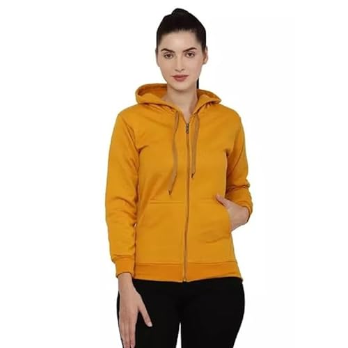 Image of Clotth Theory Women's Cotton Fleece Hooded Neck Sweatshirt | Hoodie Jacket with Kangaroo Pocket