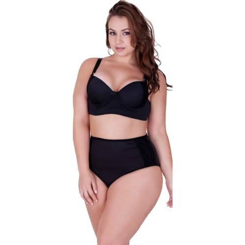 Conjunto de Lingerie Plus Size Terra e Mar Sutiã com Bojo e Calcinha Cós Alto Dani Tamanho:50;Cor:Pr