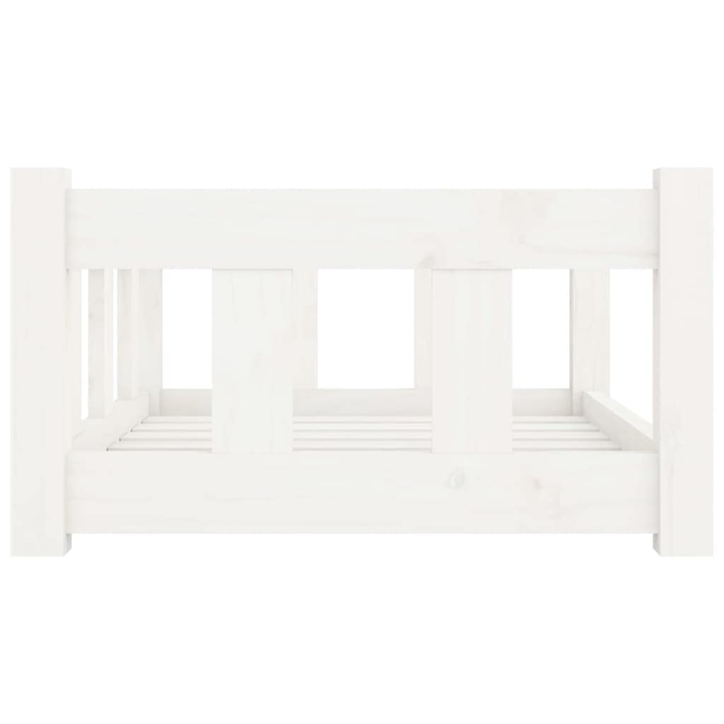 Homiuse Hundebett Weiß aus Massivholz Kiefer 65,5x50,5x28 cm - Katzenkorb Mit Stützenden Seitenwänden für Große und Mittelgroße Hunde