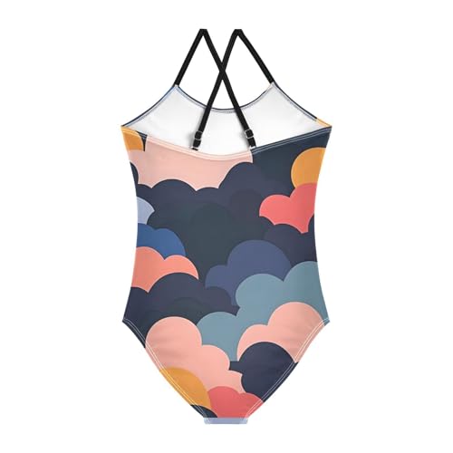 Bolaz Girls Swimsuits One-Piece Bathing Suits Multicolor Kids Sport Summer Beach Swimwear for 3-10 Years Old-Colors Art Cloud Rainbow2