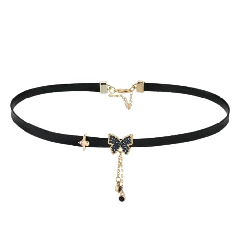 El Regalo Western Cubic Zirconia Butterfly Tassel Choker Necklace for Girls/Women- Black Faux Leather Collar Necklace with Butterfly (B0D5VFDNBS) Amazon Price History, Amazon Price Tracker