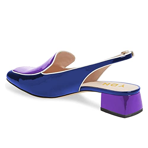 Image of YDN Women Closed Square Toe Block Low Heels Slingback Formal Loafer Dressy Shoes Office Lady Pump Size 4-15 US