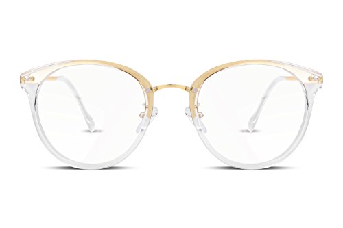 FEISEDY Klassische Rund Metall Rahmen Klare Linse Brille ohne stärke Fake Brille für Damen & Herren B2260 Cover