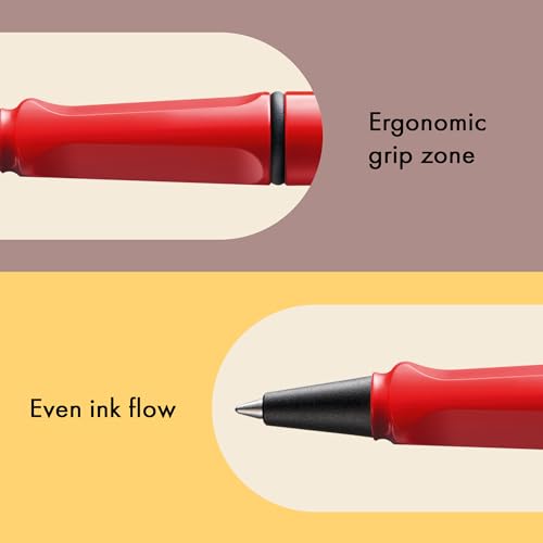 Image of Lamy Safari Red Roller Ball Pen with Medium M63 blue refill
