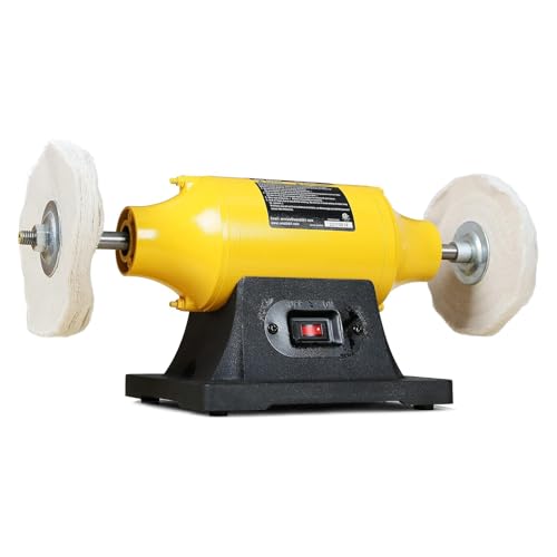 Image of 4.0A Bench Buffer Polisher, 6 Inch Jewelry Buffer Polishing Machine, 3450 RPM Bench Polisher with Hard & Flannelette Buffing Wheels for Metal, Jade, Jewelry, Knife, Wood