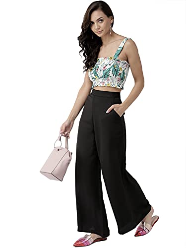 Image of Style Quotient Women Black Solid Flared Palazzos
