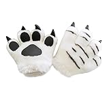 1pc Animal Glove Paw Mitts Winter Furry Paw Mitt Werewolf Costume Glove for Party Favors Adults Kids White Tiger Pattern
