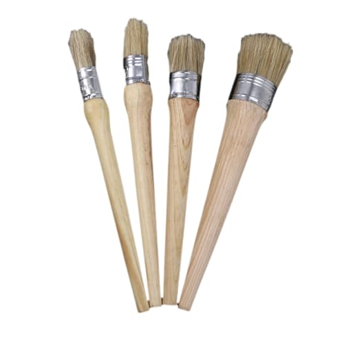 GARIOUANS 4 Piezas Pinceles Redondos Profesionales para y Encerar Muebles Mango Cerdas Duraderas para Restauración y Decoración del Hogar