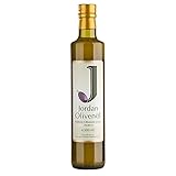 Jordan Olivenöl - Natives Olivenöl Extra von der griechischen Insel Lesbos - traditionelle Handernte - Kaltextraktion am Tag der Ernte - Elegante schmale Flasche aus Glas mit Ausgießer - 0,5 Liter