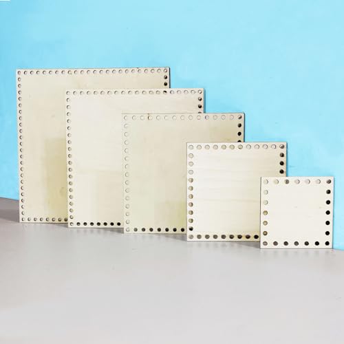 Yayatty 5 PCS Crochet Bag Bottom with Wooden Base for DIY Basket Craft Weaving Making Supplies, Square 2 - 5 PCS - Image 3