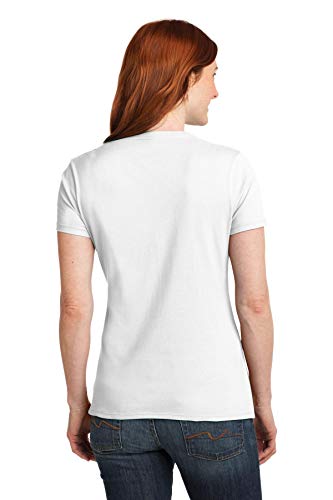 Hanes Womens 4.5 Oz. 100% Ringspun Cotton Nano-T V-Neck T-Shirt(S04V)-White-2Xl-3Pk #TOP5
