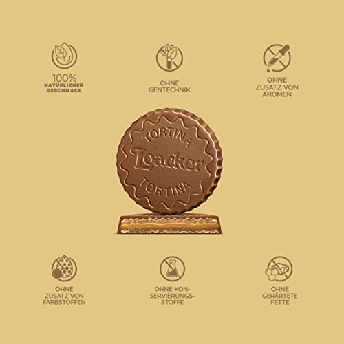 Loacker Tortina (Peanut Butter) • Knusprige Waffeln mit Erdnussbutter-Creme • Runde Waffel Törtchen zum Kaffee • Erdnuss Waffelkekse (24 x 21g)