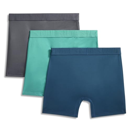 PUMA Mens 3 Pack Ultra Soft Boxer Briefs - Black, Green, Grey2