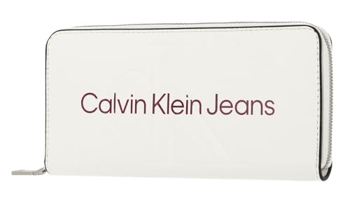 Calvin Klein Long Zip Around Wallet Ivory - Cartera tildada de alta costura texturizada
