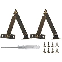 2Pcs Antique Bronze Folding Lid Support Hinges, Left Side Lift Up Stay Hinge for Furniture Cabinet Cupboard Wooden Boxes Jewelry Cases Display, 3.46" x 0.43" Folded Length x Width