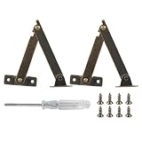 Kyuionty 2Pcs Antique Bronze Folding Lid Support Hinges, Left Side Lift Up Stay Hinge for Furniture Cabinet Cupboard Wooden Boxes Jewelry Cases Display, 3.46' x 0.43' (Folded Length x Width)