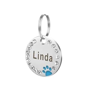 FOVAOK Runde Katzenmarke mit Strass und Gravur