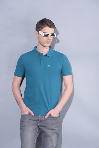 Image of Dollar Men's Pack of 1 Solid Cotton Blend Polo Neck T-Shirt