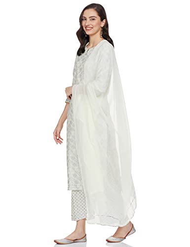 Image of GoSriKi Women's Cotton Blend Printed Straight Kurta, Pant & Dupatta (Shopping-GO)