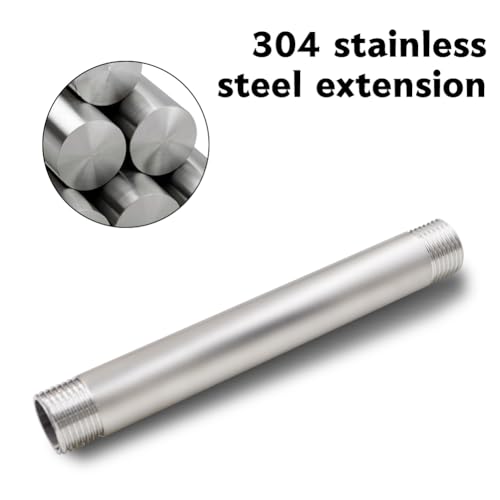 2 Stück Hahnverlängerung 1/2 Zoll x 150 mm, DN15 Gewindeverlängerung, 1/2 AG x 1/2 AG, 150MM Edelstahl Verlängerung Fitting, Anschluß Verlängerung für Trinkwasser und Heizung Installation