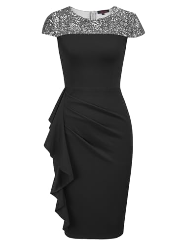 Women's Ruffle Vintage Formal Church Wedding Guest Cocktail Dresses