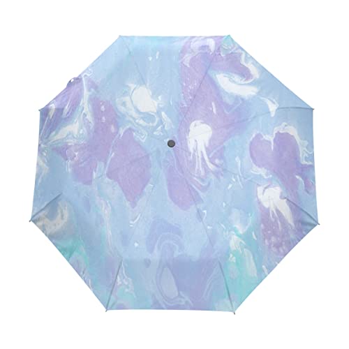 Parapluies pliant automatique contre le vent au design marbre bleu