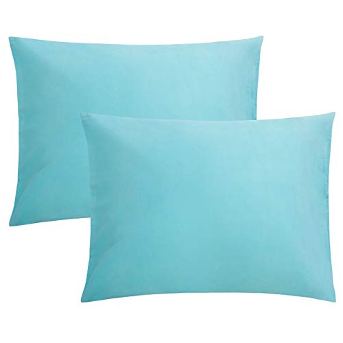 FLXXIE Pillow Cases Standard Size, Soft Microfiber Pillow Covers with Envelope Closure, Wrinkle, Stain Resistant Pillowcases, 2 Piece Set, 20x26, Aqua