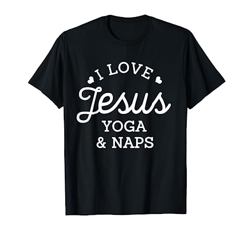 I Love Jesus Yoga & Naps Christian Faith Religious Mom Regalo Maglietta