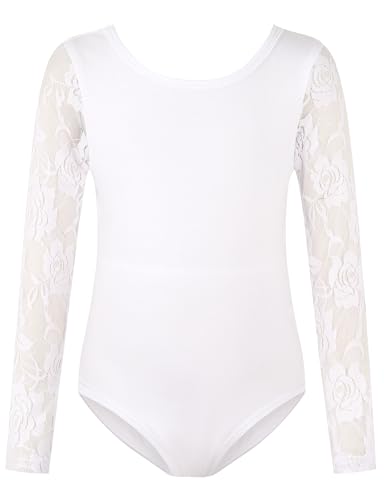 Noomelfish Girls Lace Long Sleeve Dance Leotard