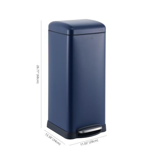 Image of happimess Betty 8 Gal Step Trash Can Soft-Close Lid, Denim Blue