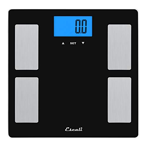 Escali USHM180G-2 Glass Body Fat, Water, Muscle Mass Digital Scale, 400Lb/180Kg, Black