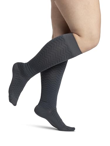 Image of Sigvaris Women's Style Microfiber Patterns 830 Closed Toe Calf-High Socks 20-30mmHg