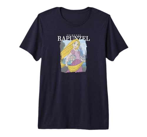 T-shirt Tangled Rapunzel de qualité premium avec motif artistique de conte de fées Disney