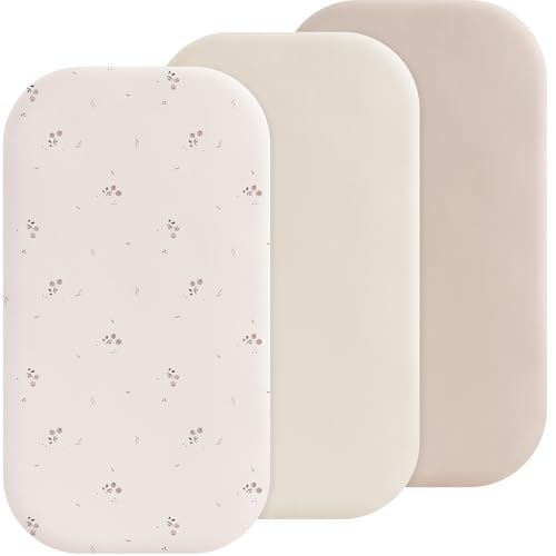 Susurration Lot de 3 Draps Housses Cododo 50 x 90cm Microfibre Respirants Élastique Bébé pour Poussette lit d'appoint lit de Bébé (Fleur d'oranger)