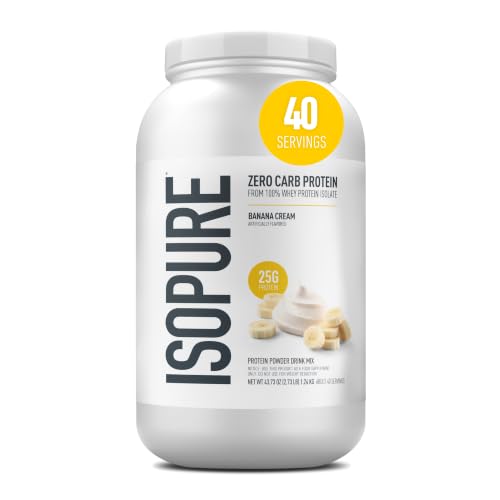 Image of Isopure Zero Carb Whey Isolate Protein Powder, Banana Cream 3 LB