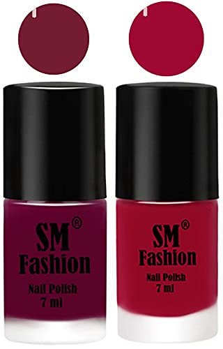 Image of Long Lasting Nail Polish | Nail Paint Combo 7 ml Each) - Set of 2 Mulberry-Pure Wine
