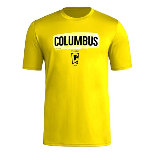 adidas Mens Columbus Crew MLS Short Sleeve T-Shirt Yellow Columbus Medium