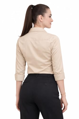 Image of Skyla Women's Cotton Rich Formal Shirt | 3 /4 Sleeve Office Wear | Regular Fit Business Casual Workwear