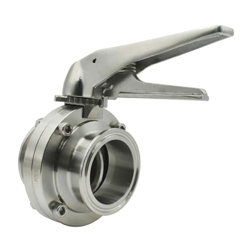 Vanne papillon 2" régulation débit gâchette acier inoxydable 304 ferrule 32mm 50.5