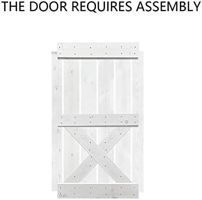 Miniatura 3 de TMS Mini puerta corrediza de granero de madera de pino maciza teñida con kit de herrajes deslizantes (84 x 42 pulgadas, blanco)